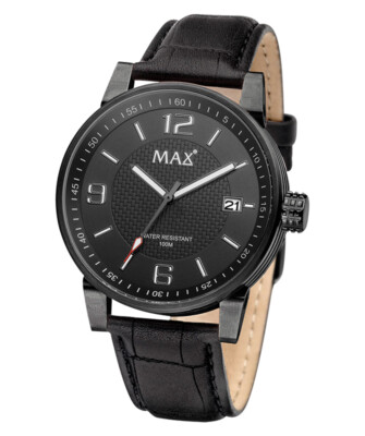 Pre-owned Max The Classic Watch Black Dial Black Ip Case Black Strap 44mm Diam 5-617