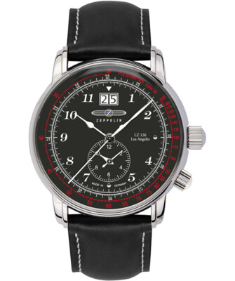 Pre-owned Zeppelin Lz126 Los Angeles Swiss Quartz Watch Big Date 42mm Case Blk Dial 8644-2
