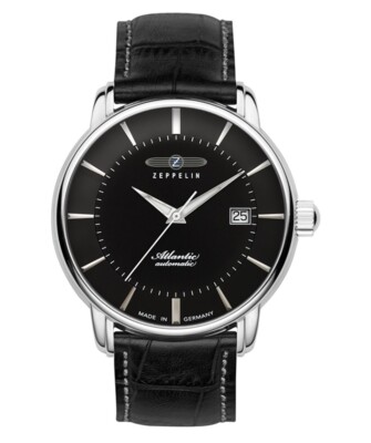 Pre-owned Zeppelin Atlantic Swiss Auto Watch 41mm Case Clear Back Black Dial 8452-2