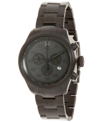 Pre-owned Cx Swiss Military Hawk Nero Chrono Swiss Watch Black Pvd Case Black Dial 2731