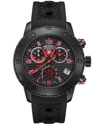 Pre-owned Cx Swiss Military Rallye Gmt Nero 44mm Dlc Case Chrono Watch Gmt Black Dial 2751