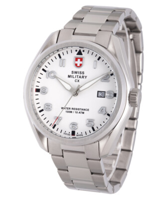 Pre-owned Swiss Military Cx  Mirage Pilot Watch Swiss Quartz Date 10atm White Dial 2860