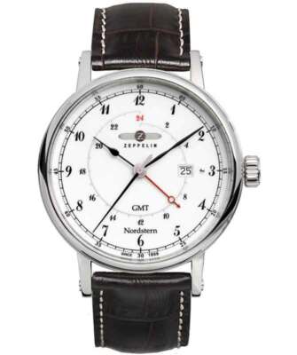 Pre-owned Zeppelin Nordstern 7546-1 Quartz Watch Swiss Ronda Movement 100m Wr White Dial