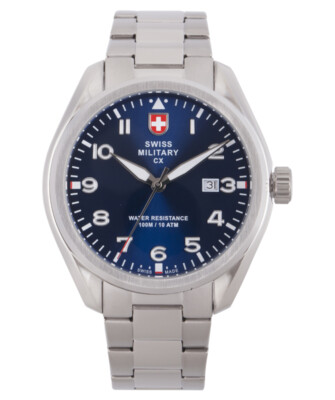 Pre-owned Swiss Military Cx  Mirage Pilot Watch Swiss Quartz Date 10atm Blue Dial 2861