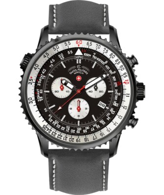 Pre-owned Swiss Military Cx  Thunderbolt Nero Chrono Watch 44mm Pvd Case Blk Dial 29561