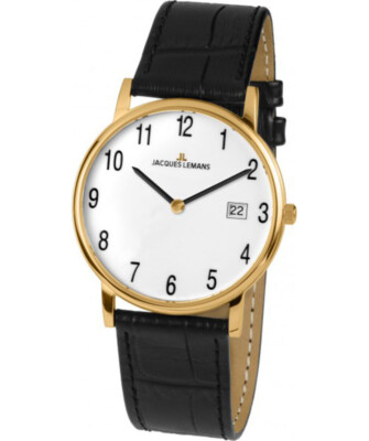 Pre-owned Jacques Lemans Classic Vienna Elegant Ladies Watch 5atm 38m Gold Case White Dial