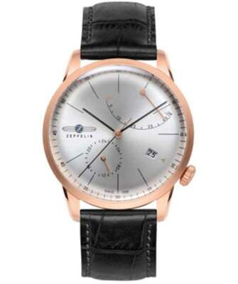 Pre-owned Zeppelin Flatline Auto Watch Silver Dial Power Reserve Exhibition Back 7368-4