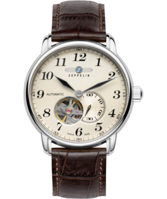 Pre-owned Zeppelin Count  Lz127 Auto Watch Open-heart Beige Dial Exhibition Back 7666-5
