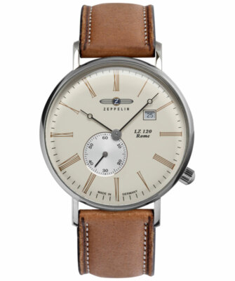 Pre-owned Zeppelin Lz120 Rome Swiss Quartz Watch 41mm Case Beige Dial R.gold Digits 7134-5