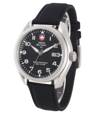 Pre-owned Swiss Military Cx  Mirage Pilot Watch Swiss Quartz Date 10atm Black Dial 2856