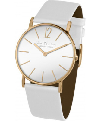 Pre-owned Jacques Lemans 'la Passion' Minimalist Quartz Watch 5atm 40mm Gold Case Wht Dial