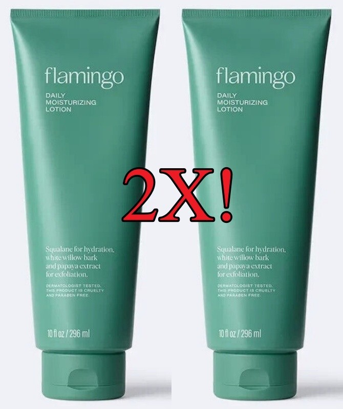 2X! Flamingo Daily Moisturizing Lotion 10oz Paraben Free Cruelty Free Brand New