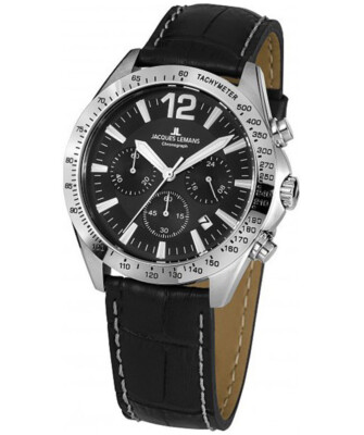 Pre-owned Jacques Lemans Sports 'action 2017' Quartz Watch 42mm S/s Case Black Dial 42-5a