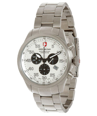 Pre-owned Cx Swiss Military Hawk Snowpatrol Chronograph Swiss Watch 20atm Silver Dial 2726