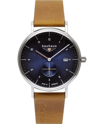 Pre-owned Bauhaus Minimalist Watch Quartz 41mm Case Date Small Sec Blue Dial 21303