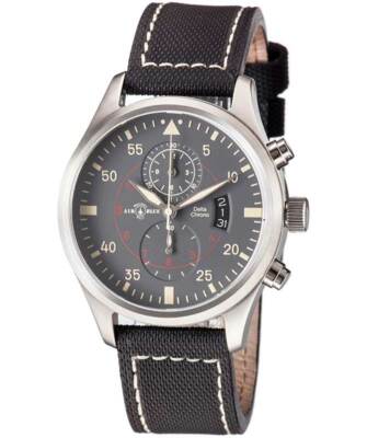 Pre-owned Air Blue Delta Chrono Ss Watch 44mm S/steel Case 10atm Sapphire Glass Grey Dial