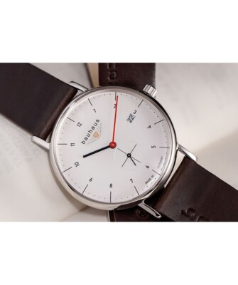 Pre-owned Bauhaus Minimalist Watch Quartz 41mm Case Date Small Sec White Dial 21301