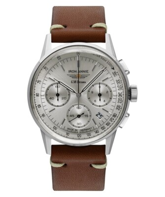 Pre-owned Annie Iron  G38 Dessau Chronograph Quartz Watch 42mm Case Silv Dial 5376-1