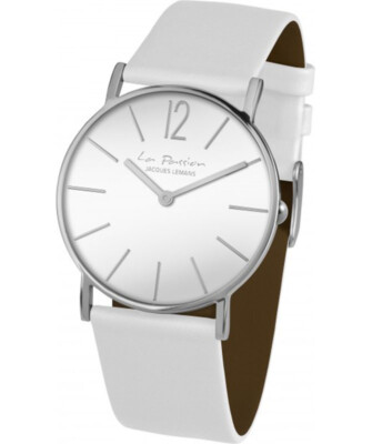 Pre-owned Jacques Lemans 'la Passion' Minimalist Quartz Watch 5atm 40mm Case White Dial