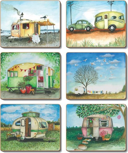 Country Kitchen Vintage Caravans Cinnamon Cork Backed Placemats Set 6