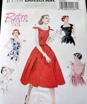 1950s DRESS BUTTERICK RETRO SEWING PATTERN 6-8-10-12-14 UC