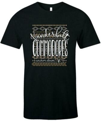 NCAA Vanderbilt Commodores Womens M Medium T-Shirt Pattern Lines Tee Black New