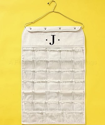 J DOUBLESIDED MONOGRAM JEWELRY HANGING ORGANIZER STORAGE BAG HOLDER