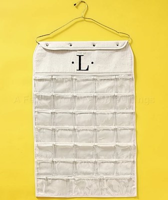 L DOUBLESIDED MONOGRAM JEWELRY HANGING ORGANIZER STORAGE BAG HOLDER