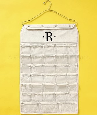 R DOUBLESIDED MONOGRAM JEWELRY HANGING ORGANIZER STORAGE BAG HOLDER