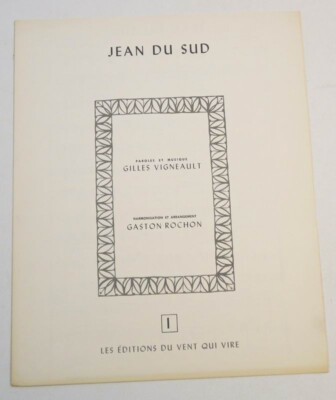 Partition sheet music GILLES VIGNEAULT : Jean du Sud * 70's Québec Canada