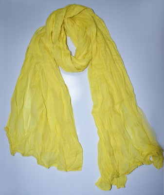 Womens Pure Candy Long Crinkle Soft Scarf Wrap Voile Wrap Shawl Bright Yellow Xu