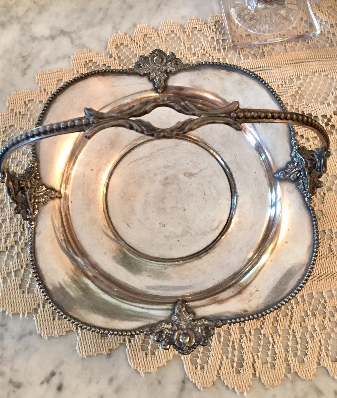 VICTORIAN SILVER PLATE QUADRUPLE BRIDES BASKET C.ROGERS & BROS. MERIDEN 1020