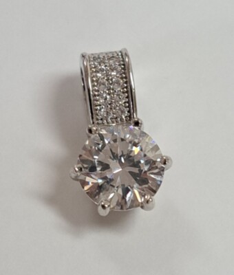 Estate Jewelry Fancy CZ .925 Sterling Silver Pendant 7/8"