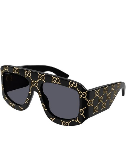 Gucci GG0983S 004 Black Gold Grey Lens Soft Square Oversize