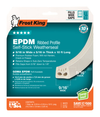 Frost King V27WA EPDM Rubber Foam Weather Stripping Tape 5/16 Thick in.x10 L ft.