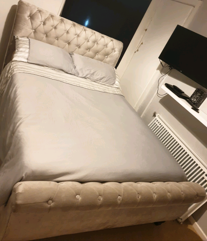 Silver velvet double bed base in StokeonTrent, Staffordshire Gumtree