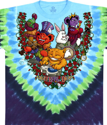 GRATEFUL DEAD Alice Wonderland Jam Band Tie Dye T-Shirt LS L-2XL Bears Mushroom