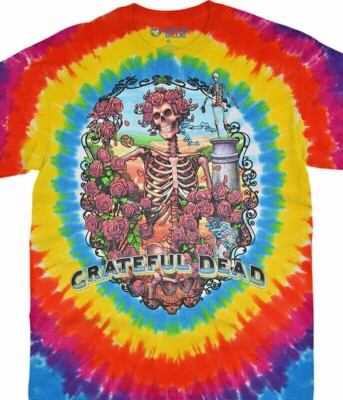 NEW GRATEFUL DEAD Rainbow Bertha Tie-Dye T-Shirt M L Skull Roses