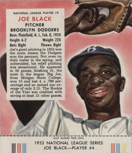 1953 Red Man Tobacco All-Star Team - Joe Black #4