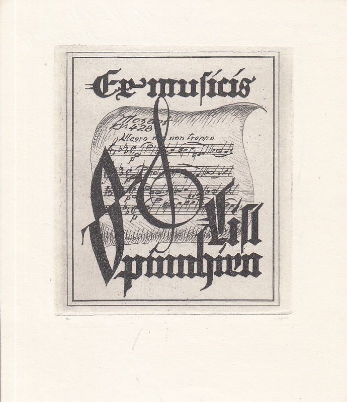 Exlibris Bookplate Gravure Ã L'Eau-Forte Hermann Deim 1901-1988 Notes Mozart