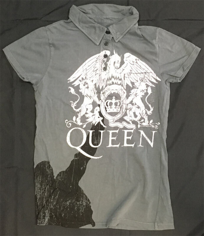 Queen Rare Sample Print Day at Races 2005 Tour Grey Polo Shirt Freddie Mercury