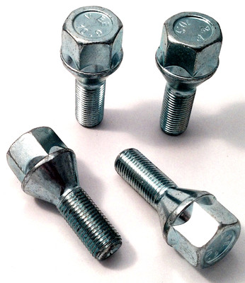 wheel bolts nuts lugs M12 x 1.25, 19mm Hex, 28mm thread, taper seat x 4