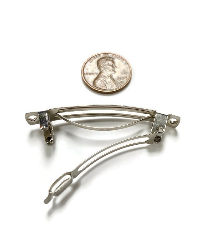 Vintage Stamped "Made In France" Silver Plated 49mm Hair Clip Hair Barrette 1206