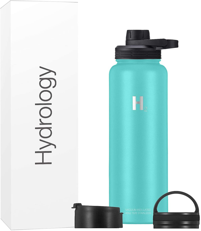 Hydrology Water Bottle Adventure Edition - 64 oz with 3 LIDS Double Wall Vacuum