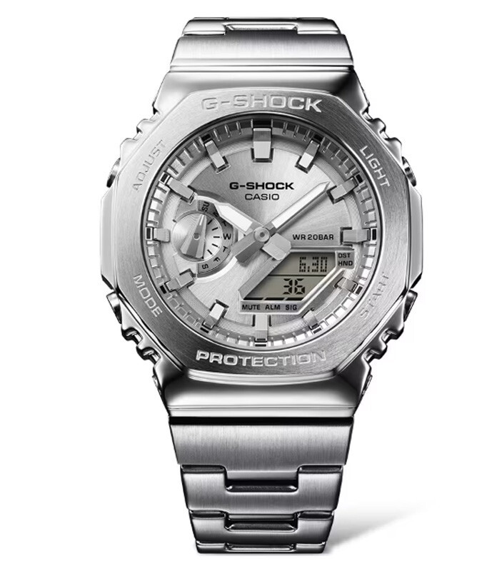Pre-owned Casio G-shock Gm-2110d-7ajf Full Metal Analog Digital Stainless Steel Men Watch