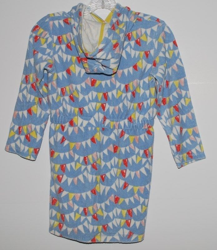 Mini Boden Girls Swimsuit Cover Up w/ Hood Blue Flags Print Pockets Size 7/8 7 8