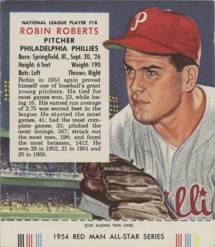 1954 Red Man Tobacco All-Star Team - Robin Roberts #18