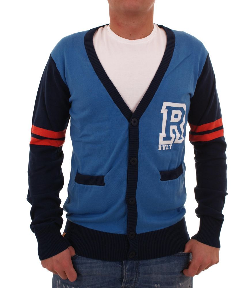RVLT Revolution Tobey Knit Cardigan Pullover Jacke blue