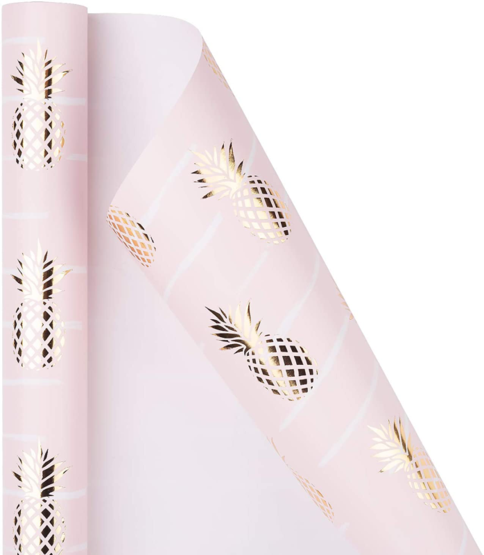 Roll - Pastel Pink Color With Foil Pineapple Desi