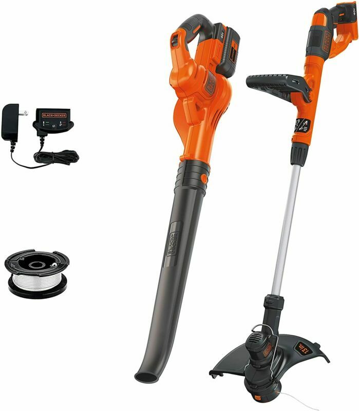BLACK+DECKER 40V Max Cordless Sweeper & String Trimmer Combo Kit Black